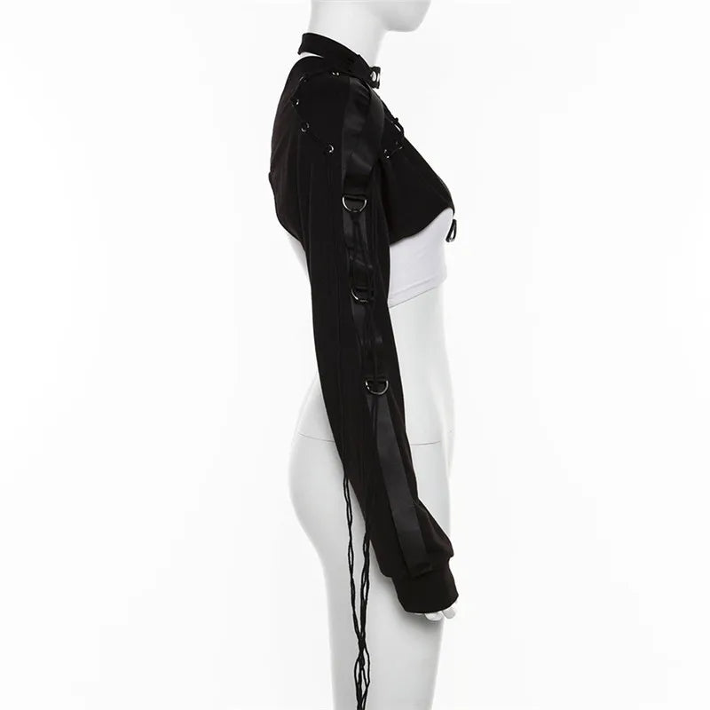 One Shoulder Long Sleeve Streetwear Hip Hop Coat Tops