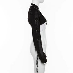 One Shoulder Long Sleeve Streetwear Hip Hop Coat Tops