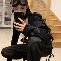 One Shoulder Long Sleeve Streetwear Hip Hop Coat Tops