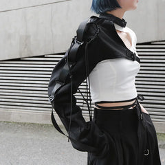 One Shoulder Long Sleeve Streetwear Hip Hop Coat Tops
