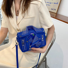 Studded Crossbody Bag for Women Hip Hop Shoulder Square Satchel