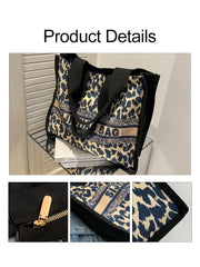 Large Jacquard Embroidery Tote Bag Women Handbags Purse