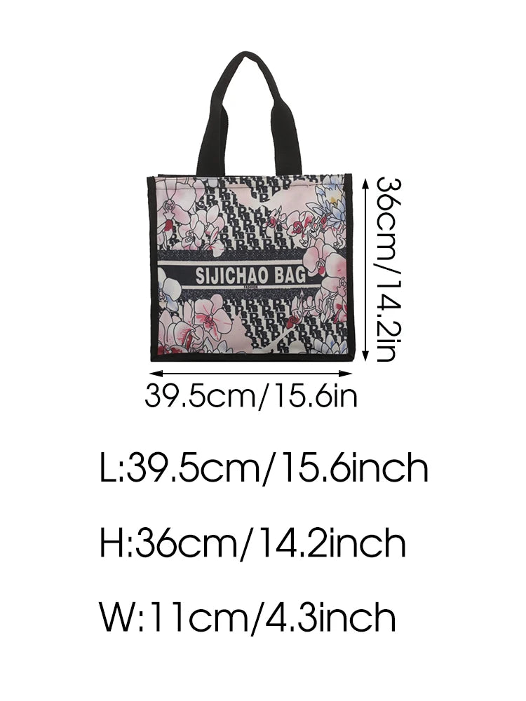 Large Jacquard Embroidery Tote Bag Women Handbags Purse