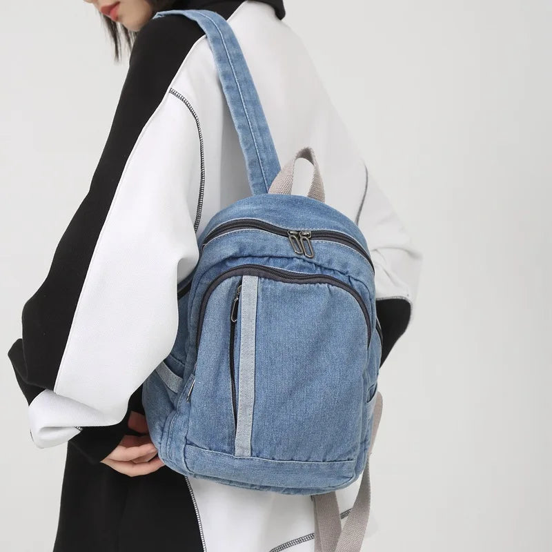 Jean Mini Backpack Shoulder Bag Leisure Denim Travel