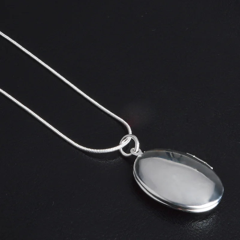 925 Silver Egg-Shaped Pendant Necklace Men & Women Charm Jewelry