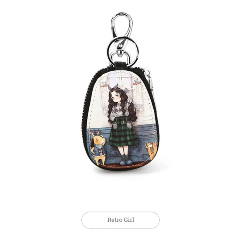 Cartoon Key Bag Leather Key Wallets Zipper Key Holder