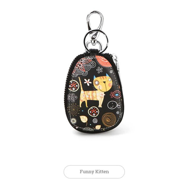 Cartoon Key Bag Leather Key Wallets Zipper Key Holder