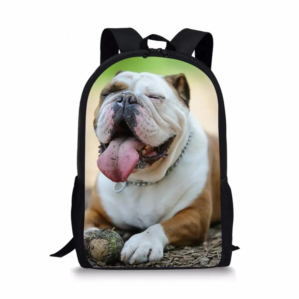 Kids School Bags Bulldogs Pattern Children Book Bag Travel Backpack