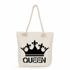 King And Queen Letter Print Handbags Crown Women Shoulder Bag
