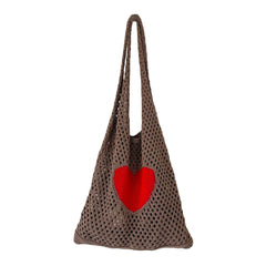 Knitted Shoulder Bag Casual Mesh Woven Handbag Travel Portable Clutch