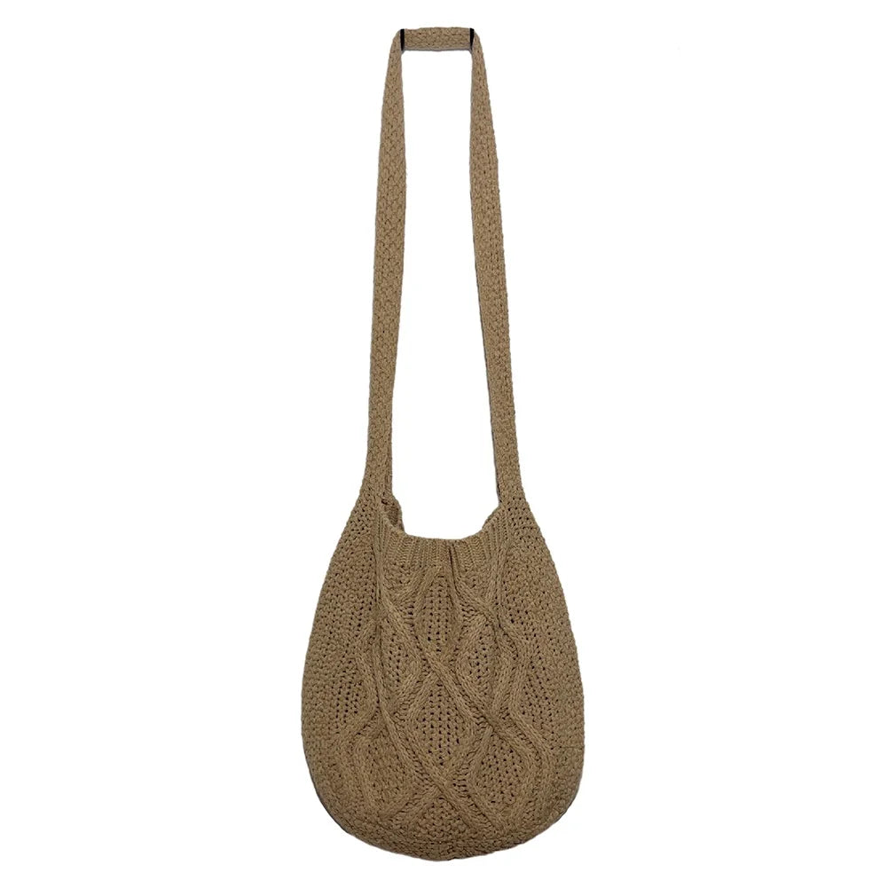 Women's Knitted Shoulder Bag Large Capacity Crossbody Casual Shopping Handbag