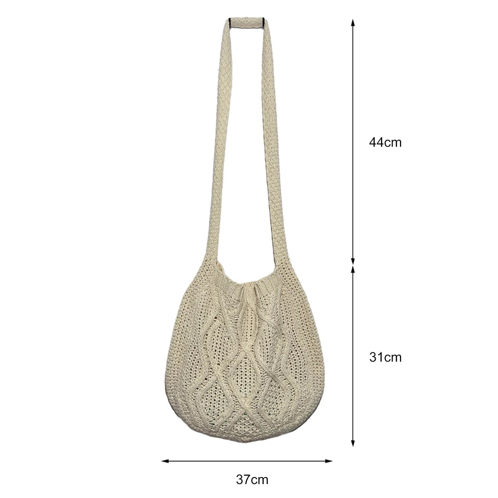 Women's Knitted Shoulder Bag Large Capacity Crossbody Casual Shopping Handbag