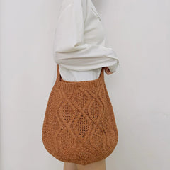 Women's Knitted Shoulder Bag Large Capacity Crossbody Casual Shopping Handbag