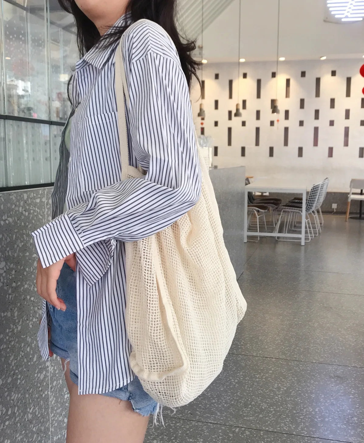 Knitted Vest Women's Crossbody Bag Crochet Large Capacity Handbag