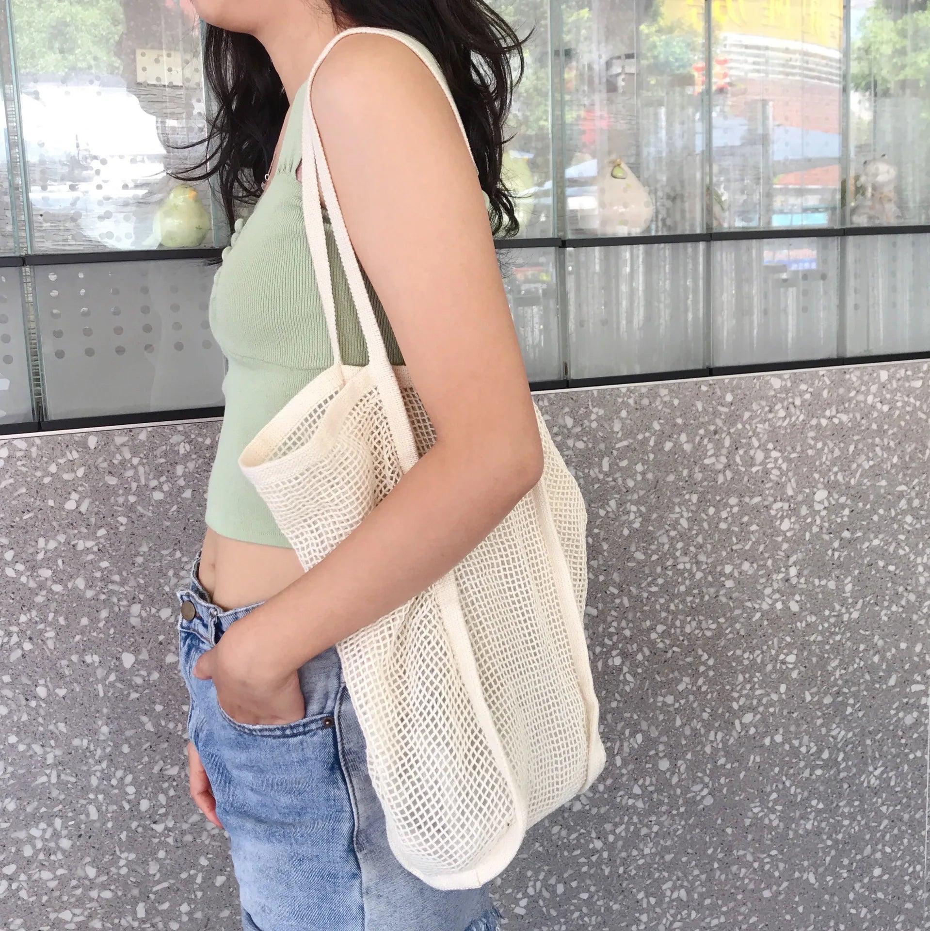Knitted Vest Women's Crossbody Bag Crochet Large Capacity Handbag