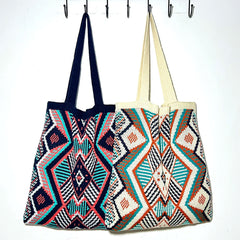 Boho Crochet Shopping Tote Bag Top-Handle