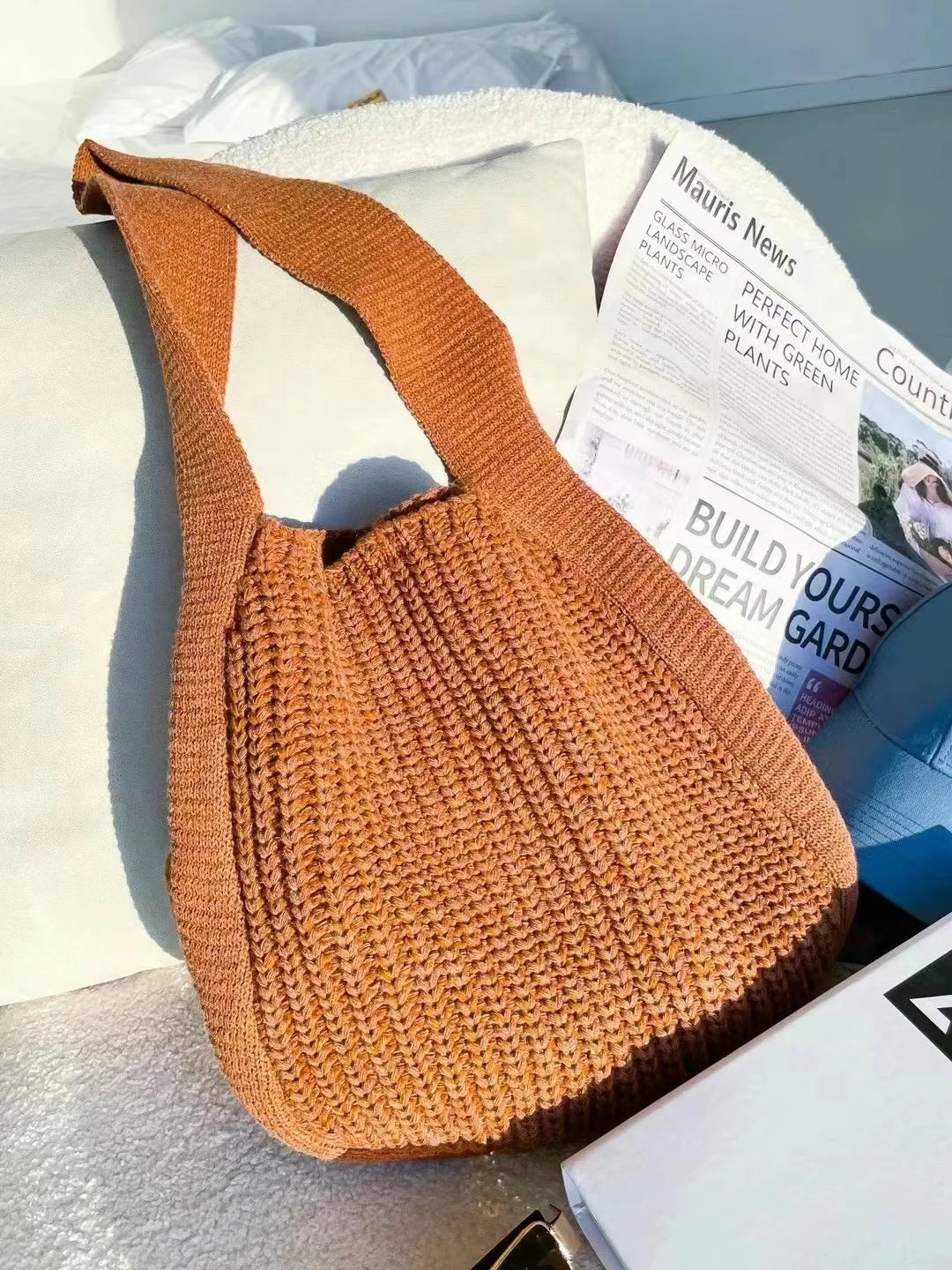 Knitted Handbags for Women Casual Shoulder Bag Top-Handle Bags
