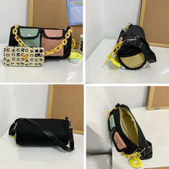 Korea Style Women's Patchwork Satchel Bag Nylon Crossbody Travel Tote Bag