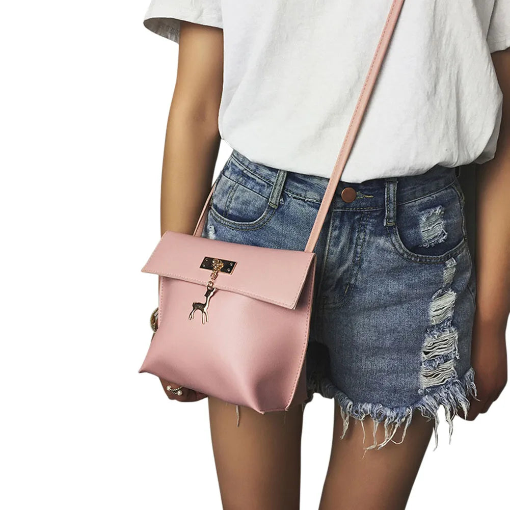 Crossbody Bag Women Travel Beach PU Leather Shoulder Bag Zipped Girls Sac