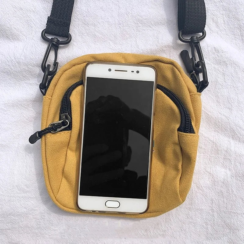 Harajuku Style Shark Canvas Shoulder Bag Monochrome Mini Handbag