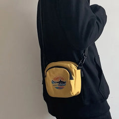 Harajuku Style Shark Canvas Shoulder Bag Monochrome Mini Handbag