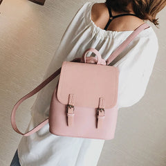 Leather Small Backpack Women Candy Colors Teenage Girl Student Backpack