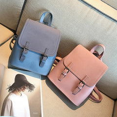 Leather Small Backpack Women Candy Colors Teenage Girl Student Backpack