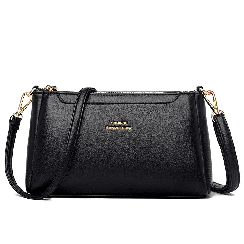 Soft PU Leather Shoulder Bag Women Crossbody Zipper Closure Casual Shopping