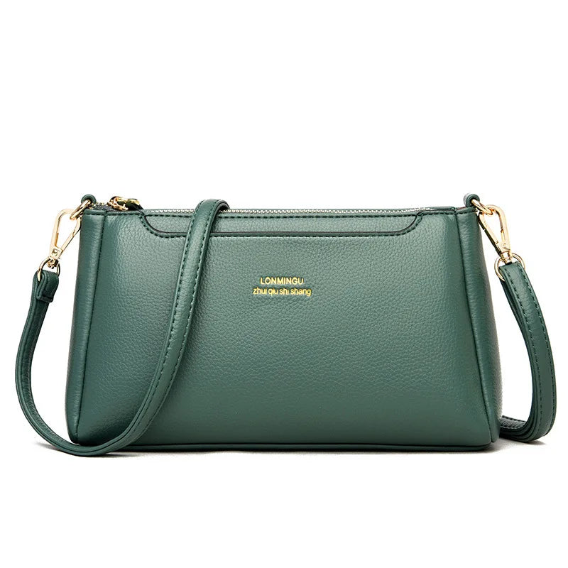 Soft PU Leather Shoulder Bag Women Crossbody Zipper Closure Casual Shopping