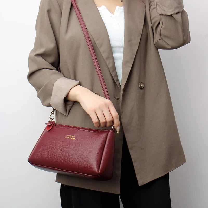 Soft PU Leather Shoulder Bag Women Crossbody Zipper Closure Casual Shopping