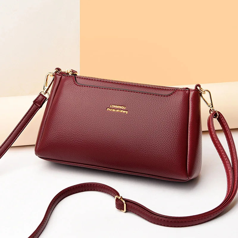 Soft PU Leather Shoulder Bag Women Crossbody Zipper Closure Casual Shopping