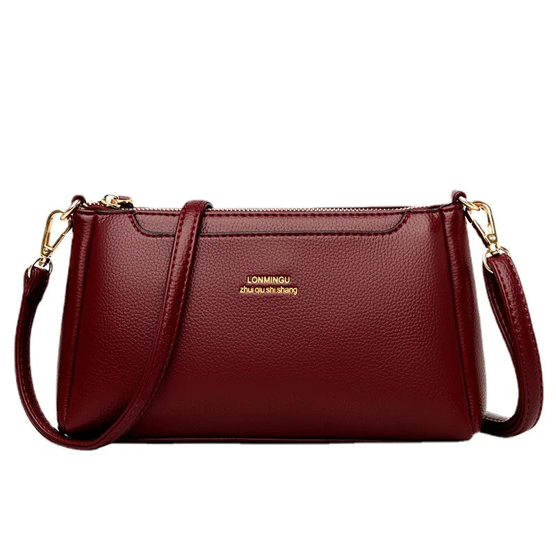 Soft PU Leather Shoulder Bag Women Crossbody Zipper Closure Casual Shopping