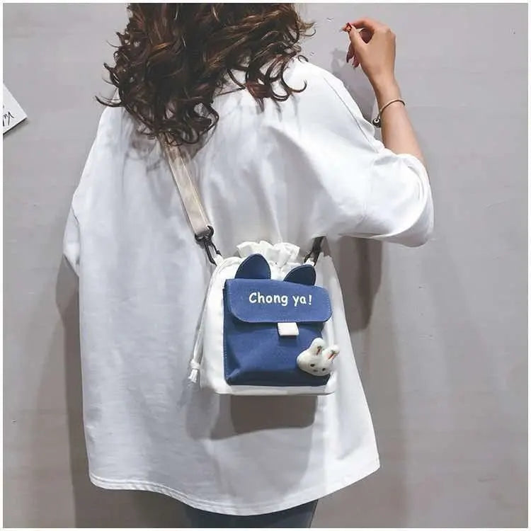 Japanese Harajuku Alphabet Print Canvas Bag