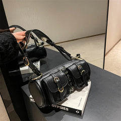 Textured Cylinder Crossbody Bag Women Messenger Shoulder Bag Leisure