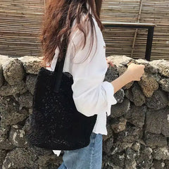 Lace Tote Bags Women Large Capacity Handbags Shopping Shoulder Composite Bags