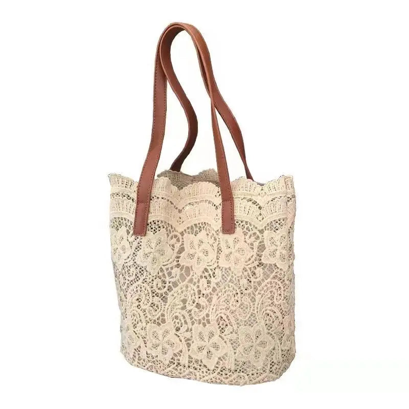 Lace Tote Bags Women Large Capacity Handbags Shopping Shoulder Composite Bags