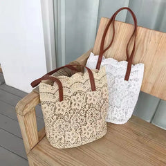 Lace Tote Bags Women Large Capacity Handbags Shopping Shoulder Composite Bags