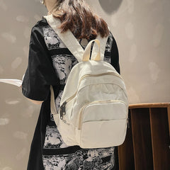 Ladies Solid Canvas Travel Backpack Large Capacity Knapsack