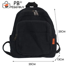 Ladies Solid Canvas Travel Backpack Large Capacity Knapsack