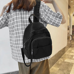 Ladies Solid Canvas Travel Backpack Large Capacity Knapsack