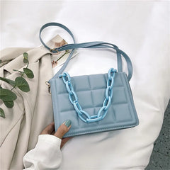 Embossed Crossbody Handbag with Thick Chain - LongKeeper