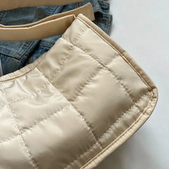 Quilted Cotton Crossbody Bag Rhombus Pattern Adjustable Strap Purse