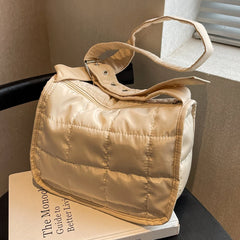 Quilted Cotton Crossbody Bag Rhombus Pattern Adjustable Strap Purse