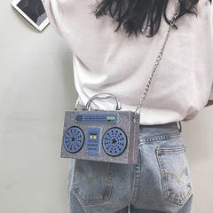 Sequin Radio Style Crossbody Bag For Women Harajuku Shoulder Messenger Mini
