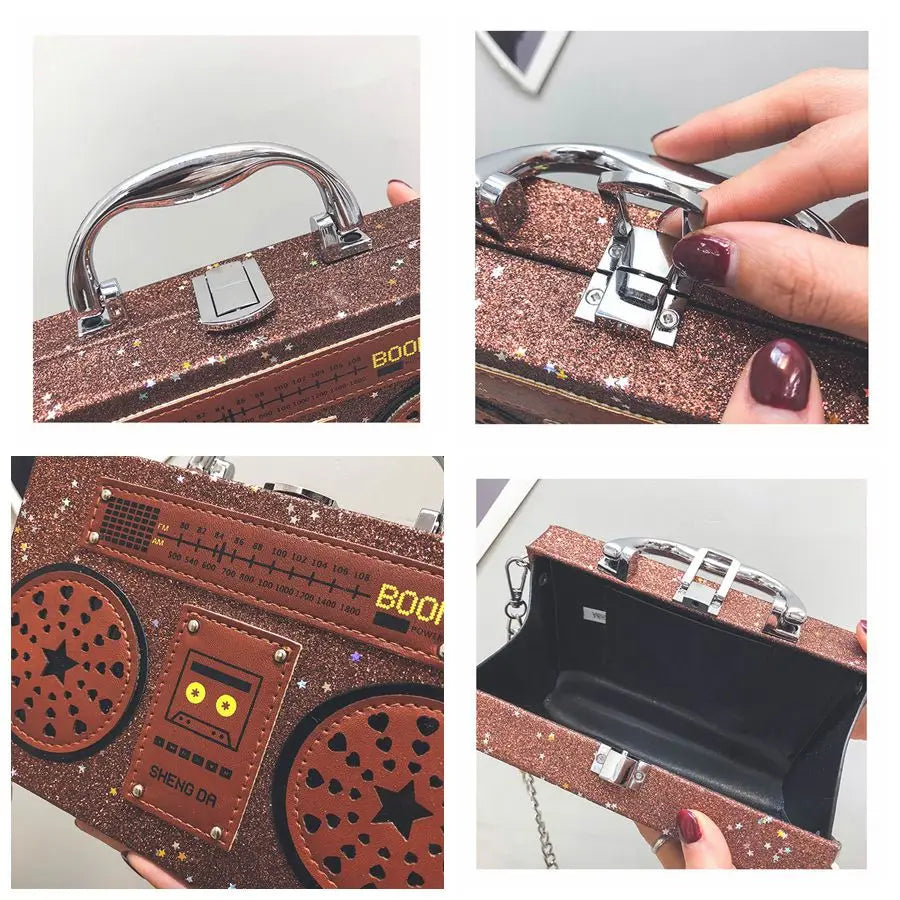 Sequin Radio Style Crossbody Bag For Women Harajuku Shoulder Messenger Mini
