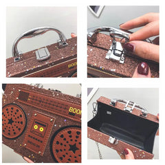 Sequin Radio Style Crossbody Bag For Women Harajuku Shoulder Messenger Mini
