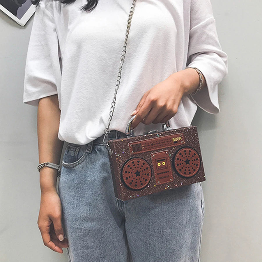Sequin Radio Style Crossbody Bag For Women Harajuku Shoulder Messenger Mini