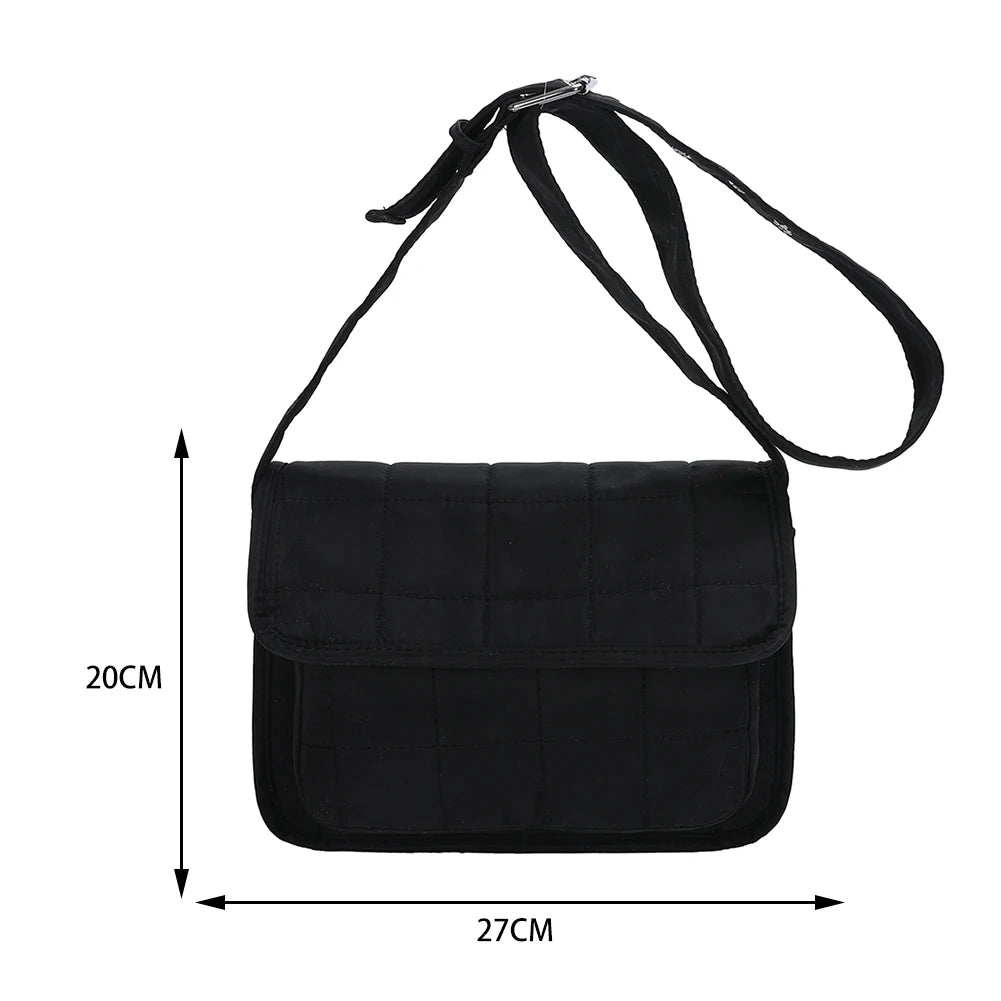 Embroidered Rhombus Shoulder Bag Adjustable Strap Satchel