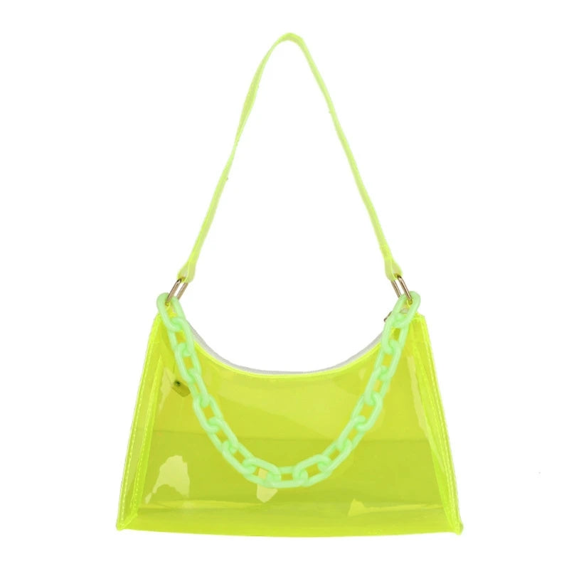 Clear PVC Jelly Underarm Bag Summer Handbag Purse Phone Shoulder Bag