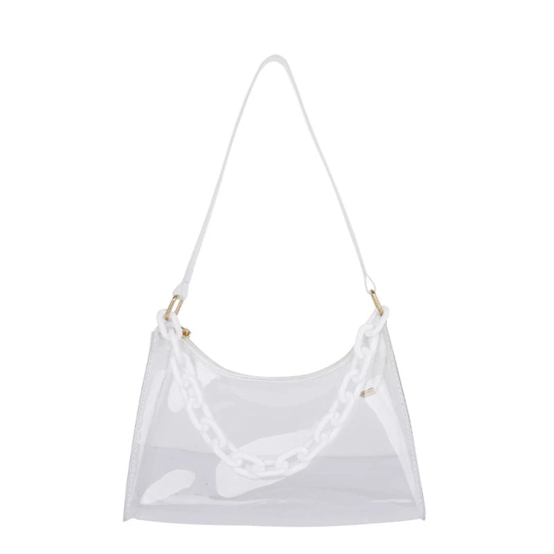 Clear PVC Jelly Underarm Bag Summer Handbag Purse Phone Shoulder Bag